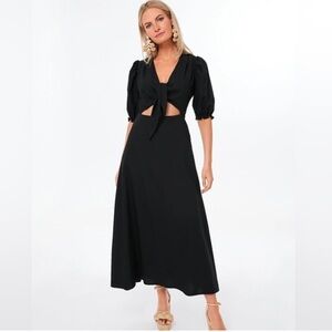 Tuckernuck Hyacinth House Addie Cutout Tie Maxi Dress in Black Size Large